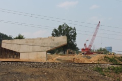 June 2023 - Support pier construction for the new bridge over Penndel/Business U.S. 1 and the railroad tracks.